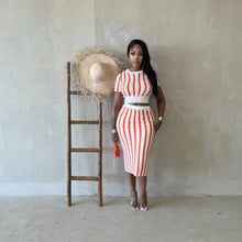 Load image into Gallery viewer, STRIPED KNIT SET-ORANGE
