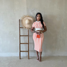 Load image into Gallery viewer, STRIPED KNIT SET-ORANGE
