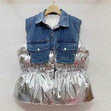 Load image into Gallery viewer, DENIM PUFF VEST-METALLIC
